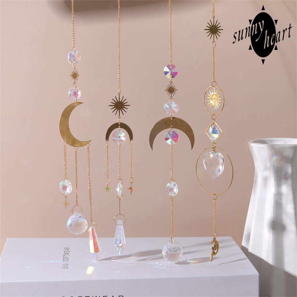 Chuông Gió Treo Trang Trí Hình Ngôi Sao/Mặt Trăng/Mặt Trăng Bằng Pha Lê Giả Kim Loại Chống Trầy Xước