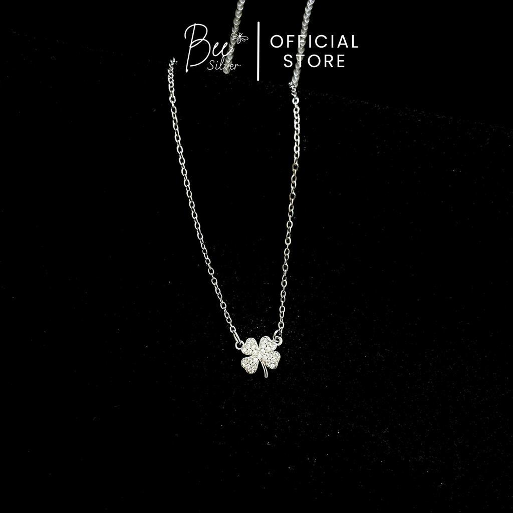 Dây chuyền bạc nữ 925 mặt cỏ 4 lá may mắn Bee Silver xinh xắn thanh lịch Clover Necklace