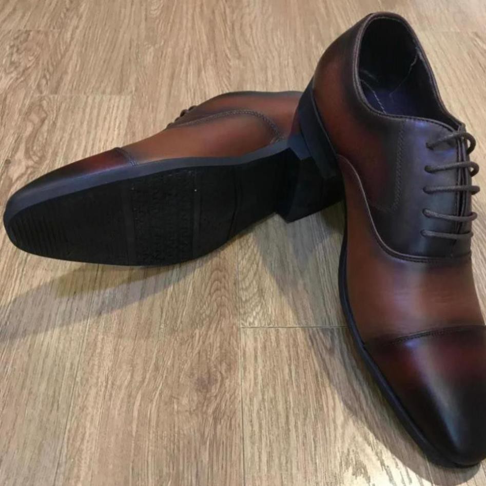 Giày tây nam da bò thật đế cao su, giày tây nam da cao cấp handmade hàng hiệu công sở chính hãng mh1 CB1 | BigBuy360 - bigbuy360.vn