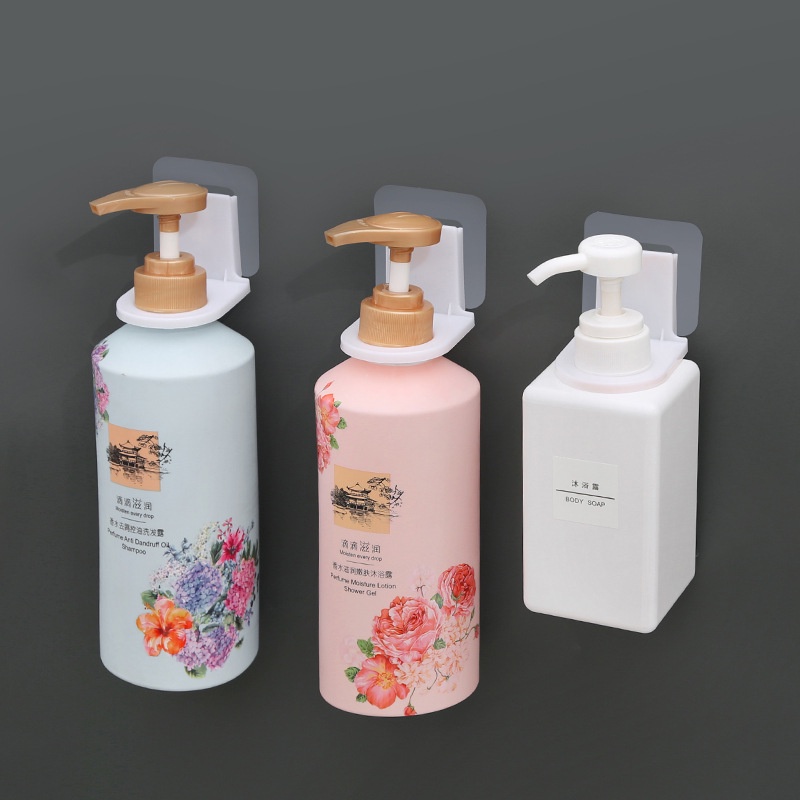 Giá móc treo chai nước rửa tay, dầu gội đầu, sữa tắm dán tường siêu dính chịu lực 2kg