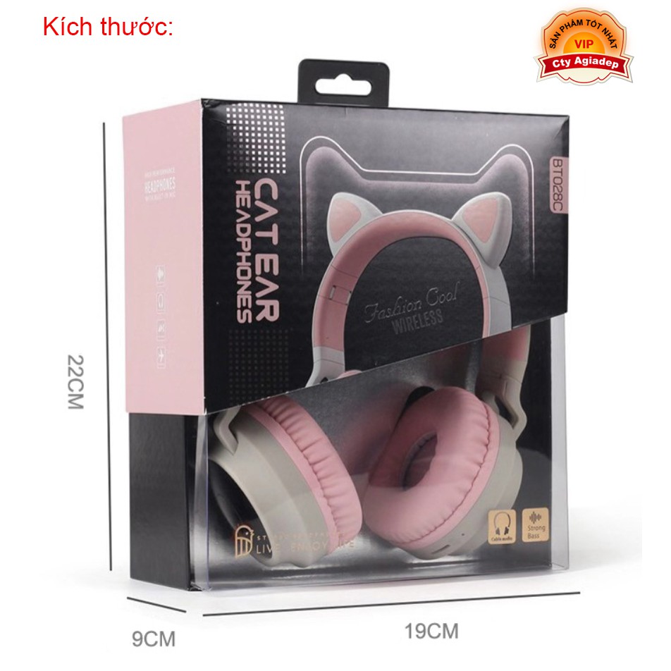 Tai nghe Bluetooth tai mèo xịn sò siêu cute sành điệu, tai nghe không dây chụp tai - ADG028C