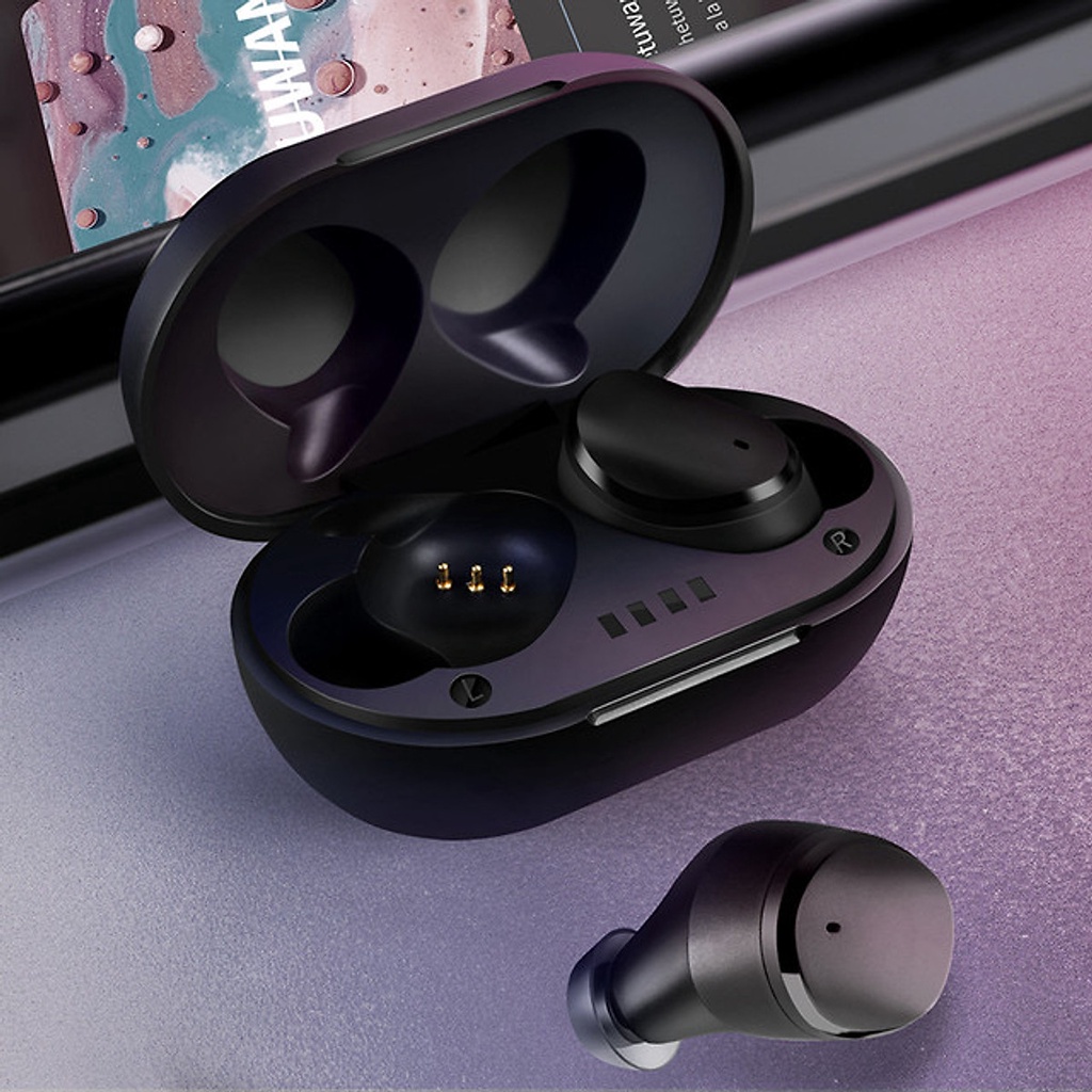 Tai nghe Bluetooth V5.0 True Wireless Earbuds điều khiển cảm ứng hỗ trợ nghe đơn hoặc đôi 2 bên tai và micro HD chống ồn