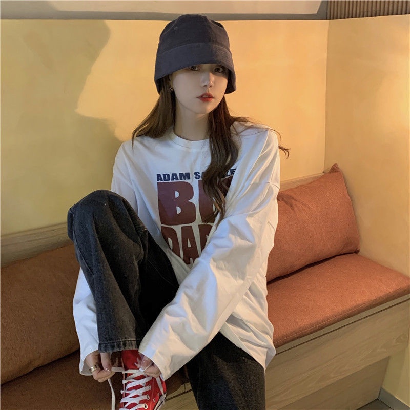 Áo thun COZOKC tay dài dáng rộng phong cách thời trang hàn quốc