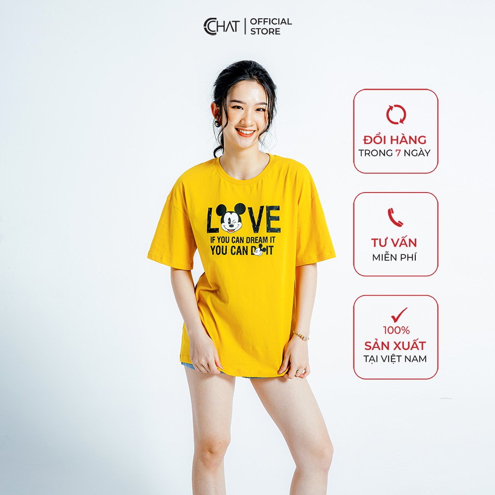 Áo thun nữ T-shirt freesize in chữ mickey CCHAT