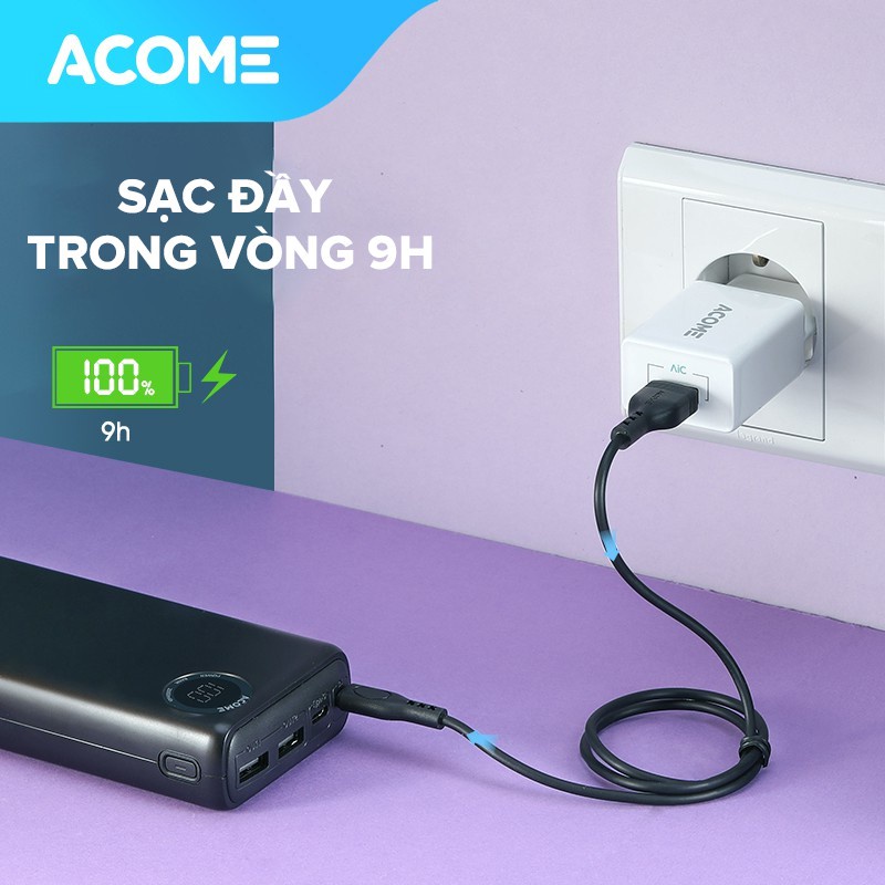 [Mã giảm 10% đơn 99K] Pin Sạc Dự Phòng ACOME AP202 20000mAh Sạc Nhanh 10.5W Hàng Chính Hãng Bảo Hành 12 Tháng 1 Đổi 1