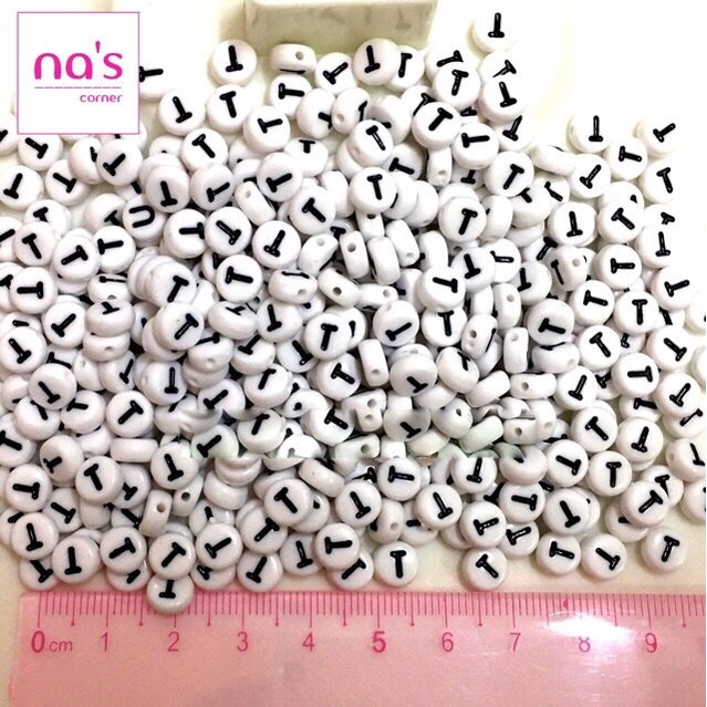 25gr hạt nhựa dẹp in chữ dùng xâu vòng
