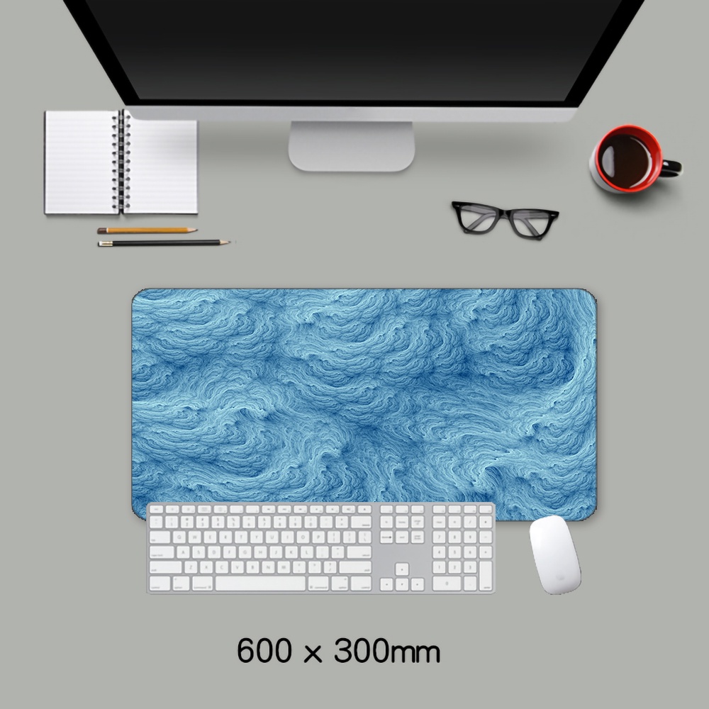 Tấm Lót Chuột Và Bàn Phím Máy Tính Cỡ Lớn Họa Tiết Sóng Biển Màu Xanh Dương Lạnh