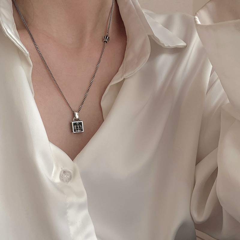 Dây Chuyền Mạ Bạc 925 Mặt Vương Miện Đính Đá Zircon Xanh