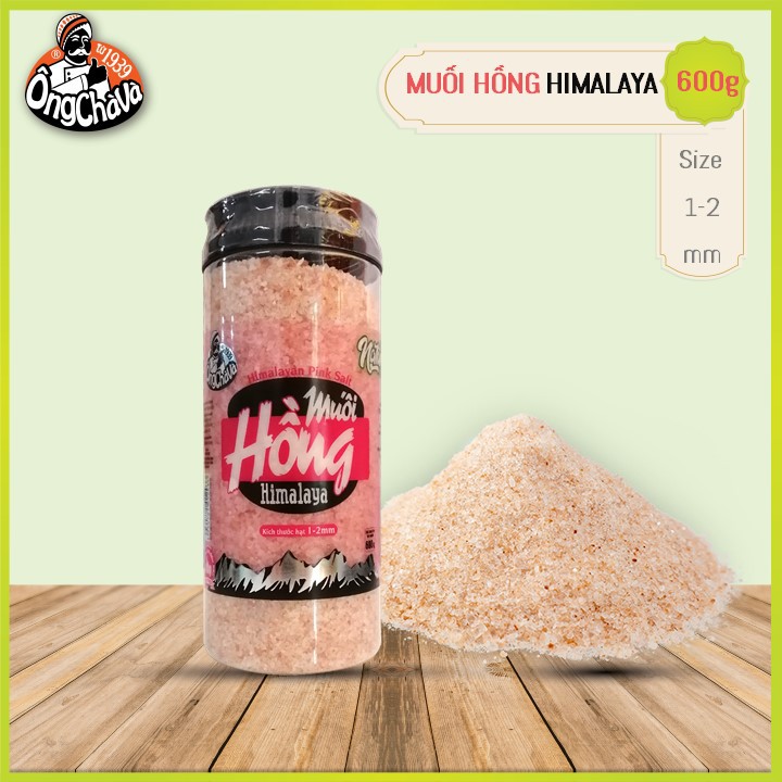 Muối Hồng Himalaya 600gram Ông Chà Và (Size vừa: 1-2mm)-Dạng hũ-Himalayan Pink Salt