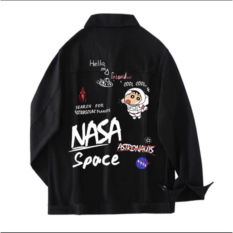 Áo khoác jeans đen NASA spoce nam nữ sumisu shop