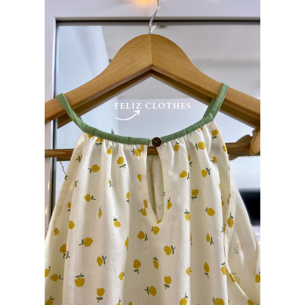 [Feliz.Clothes] Đồ ngủ 2 dây yếm linen bột hoa vàng siêu mát, siêu dễ thương | BigBuy360 - bigbuy360.vn