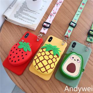 Case Samsung Galaxy S10 S9 S8 S7 Note 10 9 A10 A30 A50 A80 A10S A20S 3D Pineapple Strawberry Avocado Wallet Soft TPU Case