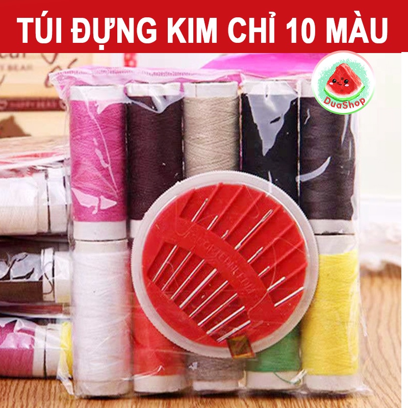 Bộ Chỉ 10 Mầu Kèm Kim Khâu - Túi Kim Chỉ Mini Mang Đi Du LịchDuashop