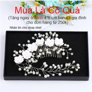 Bờm tóc đính đá cài tóc phụ kiện đi chơi chup hình cô dâu