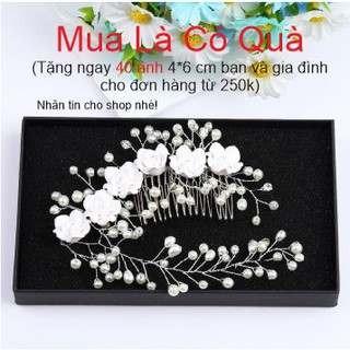 Bờm tóc đính đá cài tóc phụ kiện đi chơi chup hình cô dâu