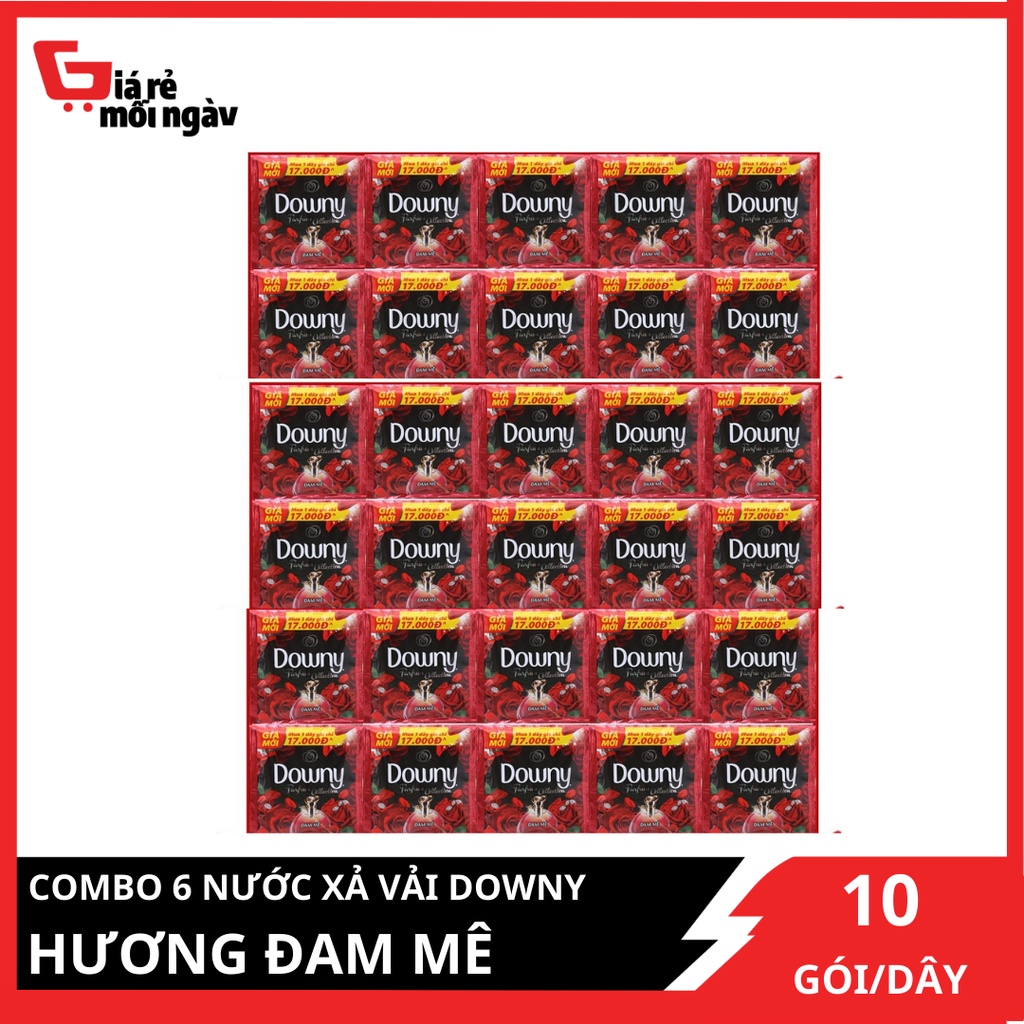 COMBO 6 dây Nước xả vải Downy Đam mê 10 gói x6