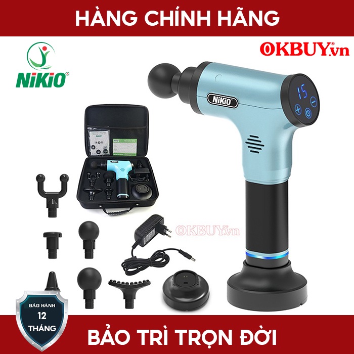 Súng massage cầm tay điều trị đau nhức căng cơ chính hãng NIKIO NK-172 - Xanh ngọc