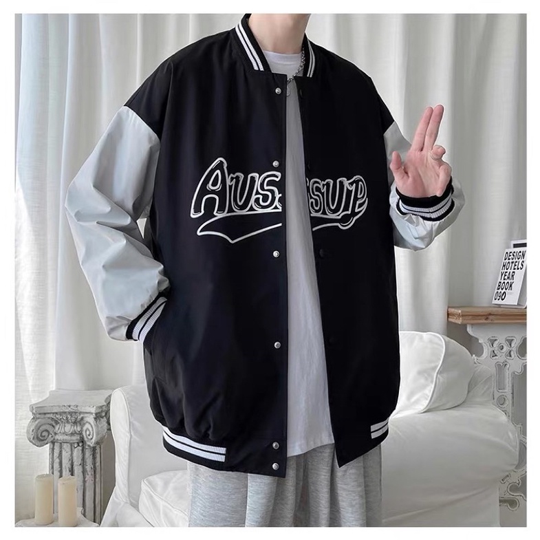 ÁO KHOÁC BOMBER NAM CỔ SƠ MI PHỐI NÚT BẤM PHONG CÁCH HÀN QUỐC MẪU MỚI