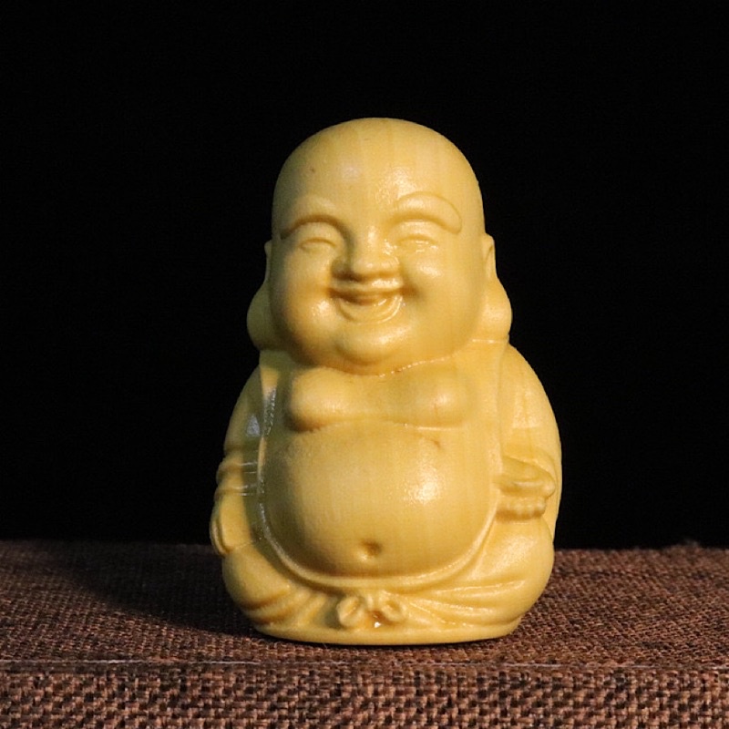 Tượng Phật Di Lặc tí hon cao 4cm gỗ hoàng dương