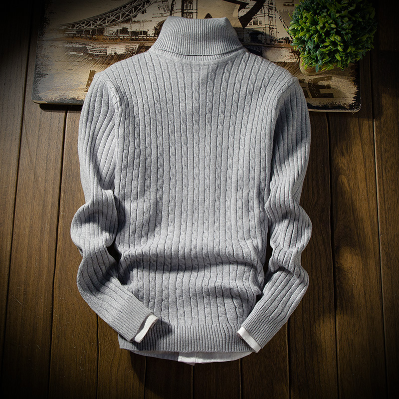 Áo Sweater cổ cao ôm dáng màu trắng/đen/xám/xanh đậm phong cách Hàn Quốc