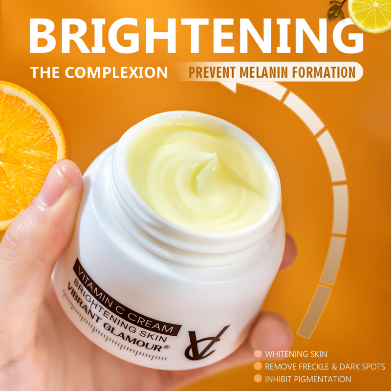 VIBRANT GLAMOUR Vitamin C Moisture Cream VC Whitening Brightening Anti Wrinkle Anti Aging Repair Fade Freckles Face Cream 50g WIND