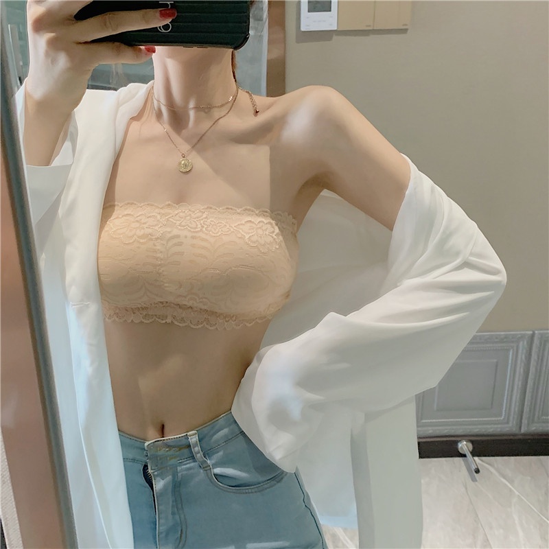 Áo Lót Phối Ren Có Mút Đệm Ngực Dây Chéo Sau Lưng Quyến Rũ