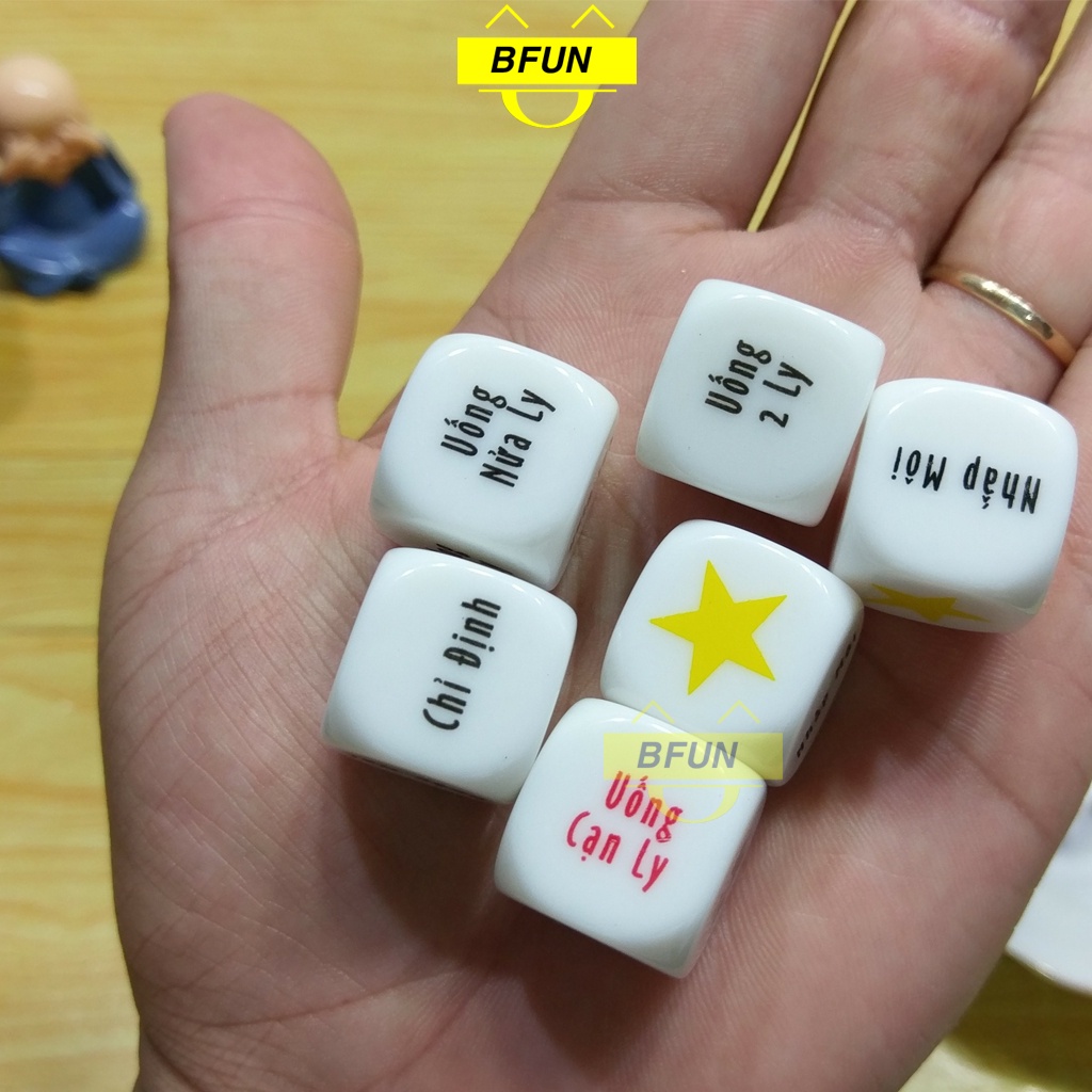 Xúc Xắc Uống Rượu Bia 6 Mặt Vui Nhộn Loại Tốt,  Xí Ngầu Uống Bia 6 Mặt Cho Hội Bạn - Đồ Chơi Bfun
