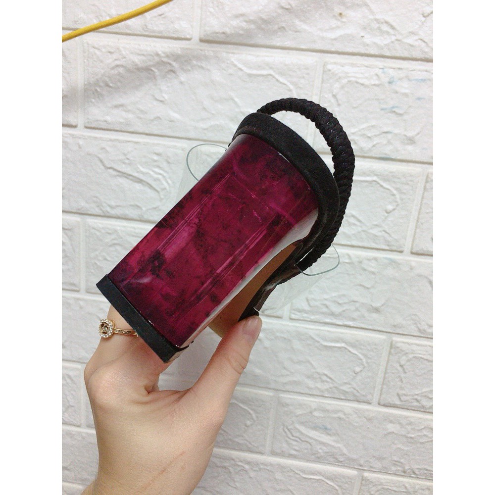 Sandal Guốc Gót Đỏ Quai Trong Đai Chun Zar 9 Phân