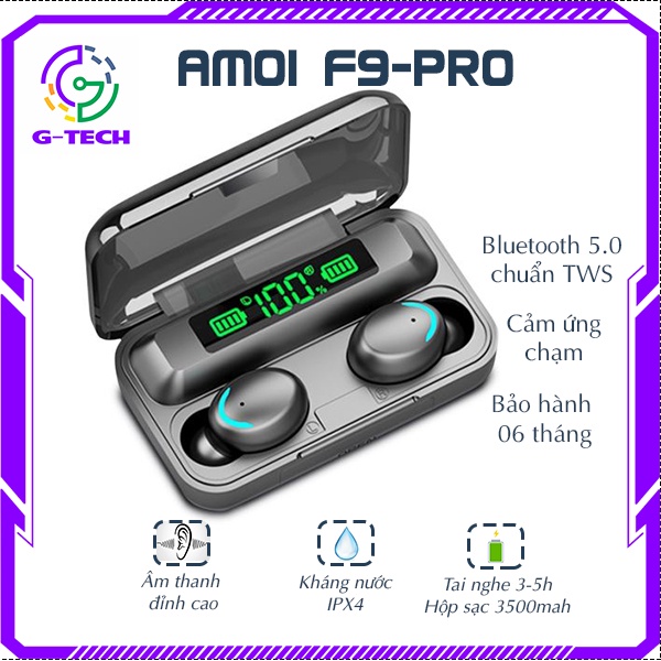 Tai nghe bluetooth nhét tai true Wireless AMOI F9 PRO Bluetooth 5.0 Tai Bản Quốc Tế Cảm Ứng Chạm âm thanh VOVC 8D