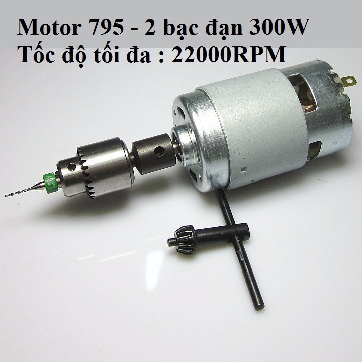 Motor 795 2 bạc đạn 300W 12V - 24V