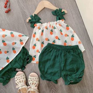 Set 2 dây bé gái dứa quần xanh hè mát cho bé gái 9-27kg