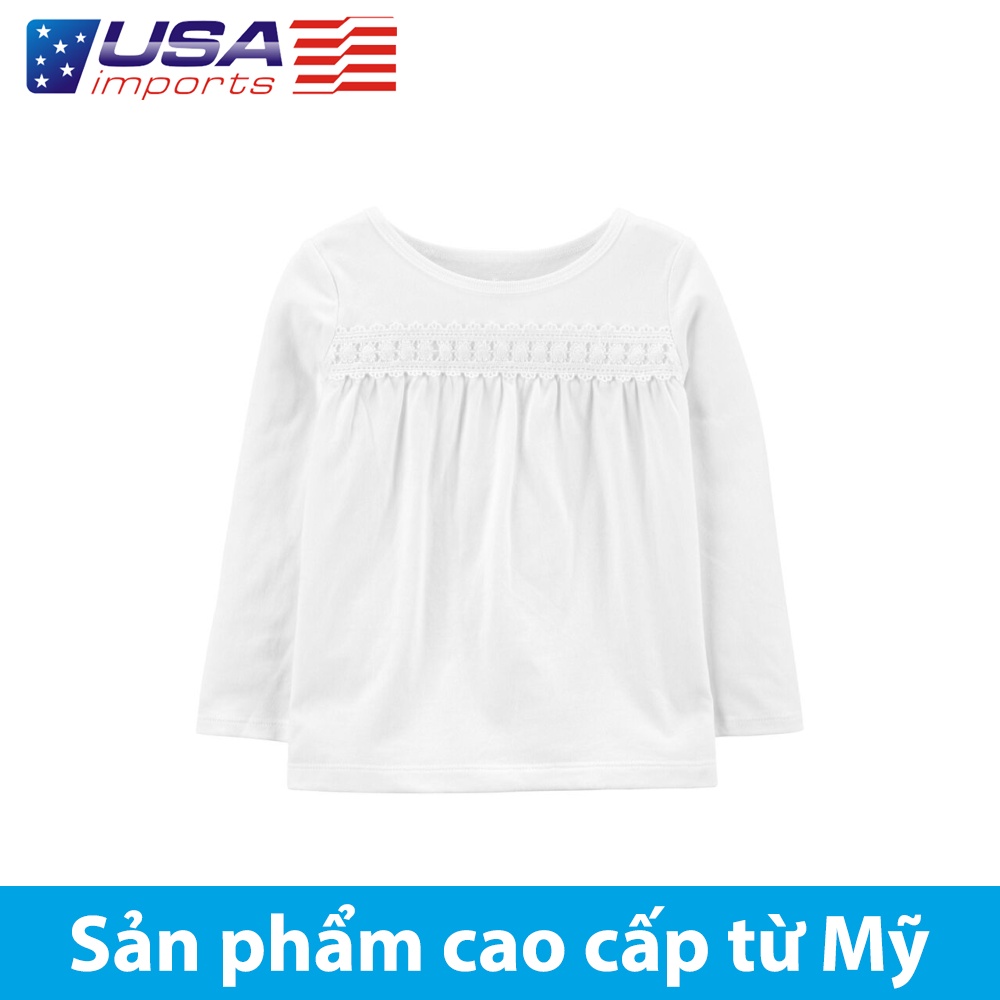 Áo thun trắng tay dài bé gái Car-tờ Auth Từ Mỹ (1M034410)