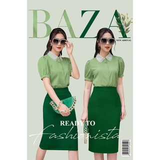 Áo sơ mi chấm bi ba282 và chân váy ôm bcv382