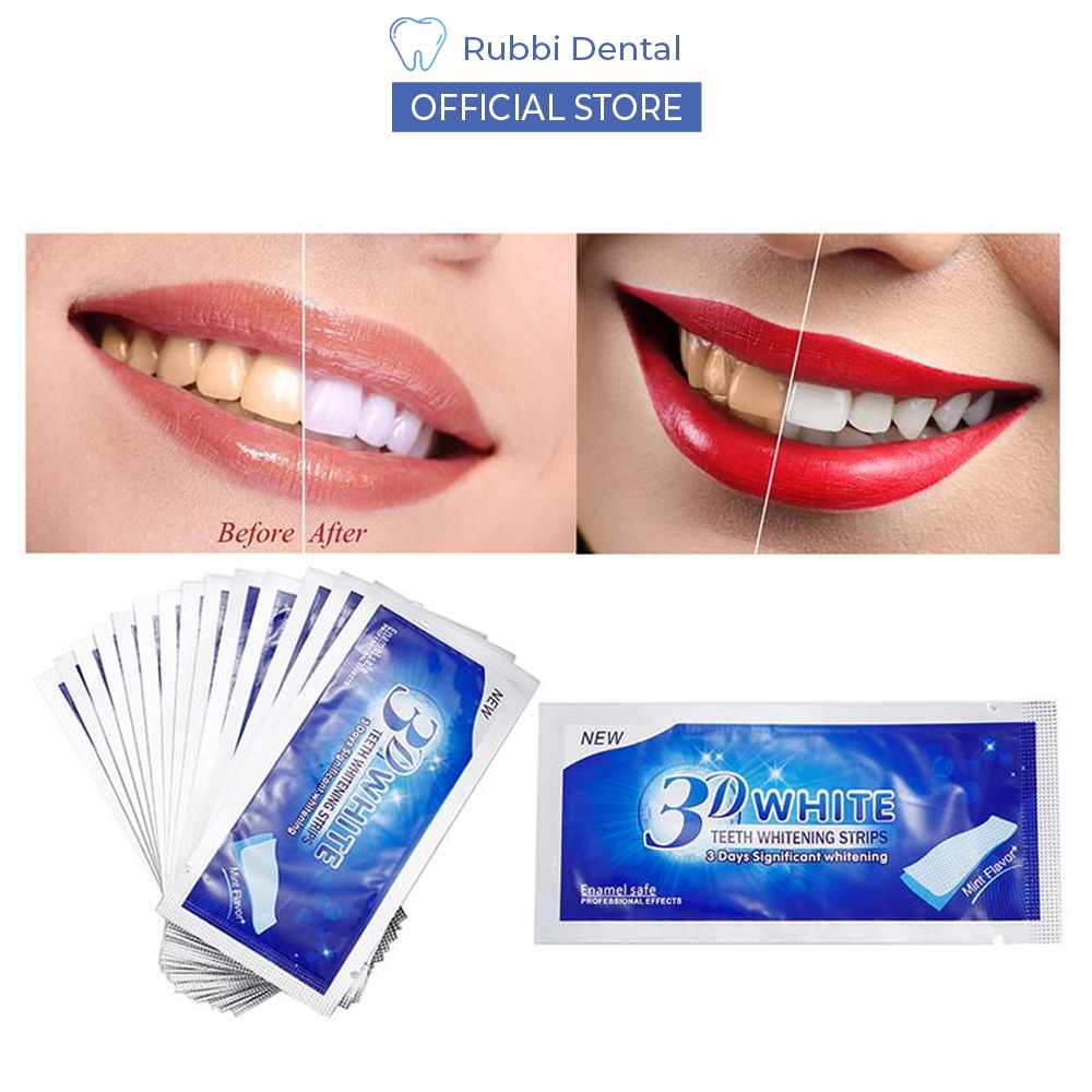 Miếng dán trắng răng tiện lợi 3D, 5D  WHITE TEETH WHITENING STRIPS