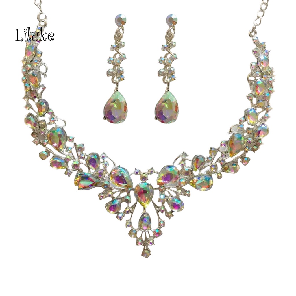 Bộ Vòng cổ + Đôi Khuyên Tai Thiết Kế Sang Trọng Phối Đá Nhân Tạo