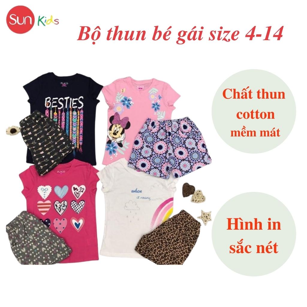 Đồ bộ thun bé gái, đồ bộ trẻ em chất cotton, có nhiều màu, size 4-14 tuổi - SUNKIDS