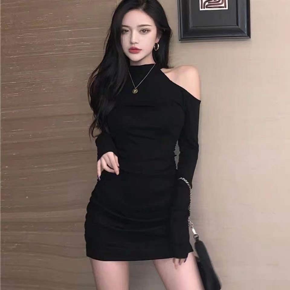 Đầm ZHELIHANGFEI dài tay trễ vai ôm dáng gợi cảm dành cho nữ