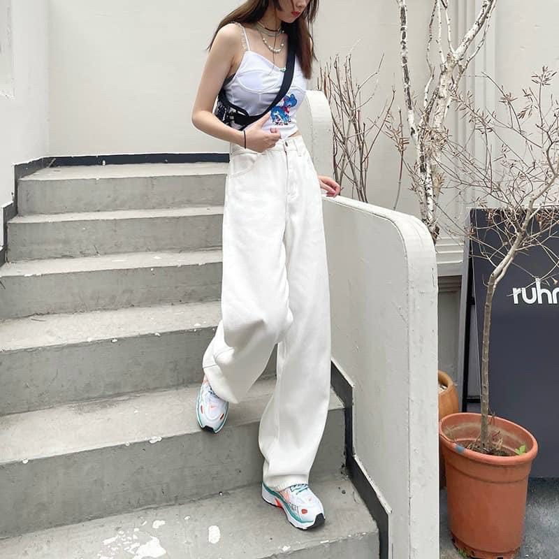 Quần jeans nữ ống đứng quốc dân dáng xuông màu trắng mặc đi học đi làm dễ phối đồ Q681 SUTANO