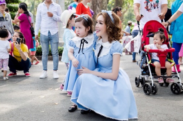 Đồ đôi mẹ bé, Đồ cặp, váy áo đồi mẹ và bé gái - có hình thật - Váy 3 lớp Vải Kate Lụa cao cấp