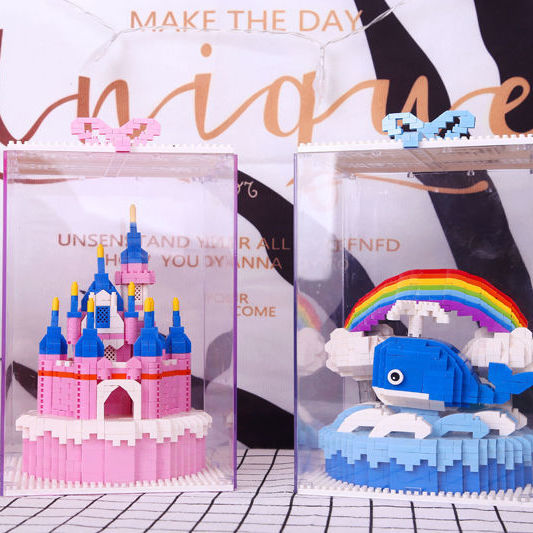 Khối sáng tạo bánh sinh nhật xây dựng đồ chơi lắp ráp thu nhỏ đồ chơi khối xây dựng