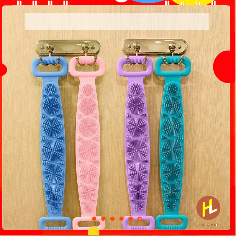 Cọ lưng SILICON DÀI 2 tay cầm matxa tiện lợi, dây cọ tắm silicon