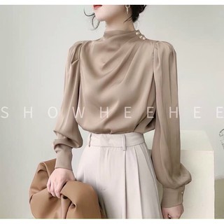 Áo lụa đính cúc vai ( hàng thiết kế cao cấp)