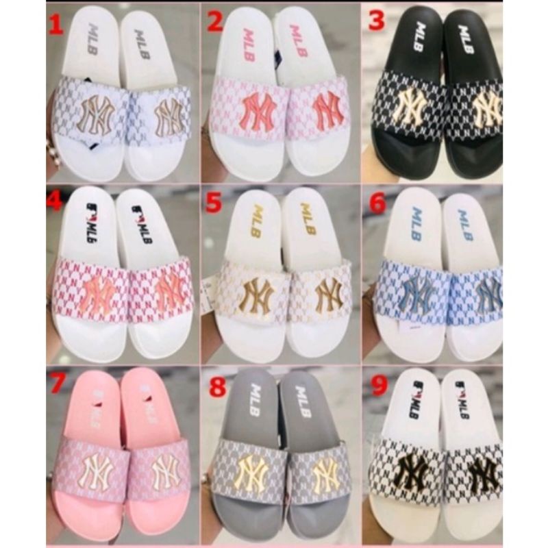 Dép nam nữ quai ngangMLB n.y thêu chữ sắc nét đủ size từ 35_43