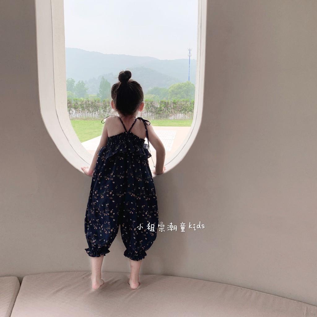 Áo Liền Quần Dáng Rộng Thắt Dây In Hoa Thời Trang Mùa Hè Cho Bé Gái
