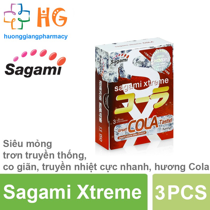 Bao Cao Su Sagami Xtreme Cola Siêu Mỏng Hương Cô Ca Sáng Khoải  ( Hộp 3 Cái )