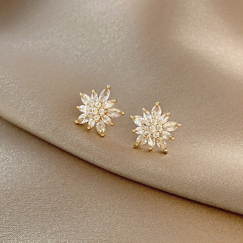 Bông Tai Mặt Tròn Đính Đá Zircon Phong Cách Hàn Quốc Thời Trang Mới Cho Nữ