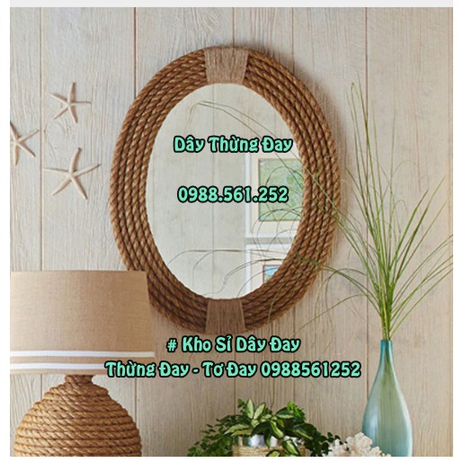 Size 8mm: 10m dây thừng đay gai tự nhiên dùng trang trí, setup, decor