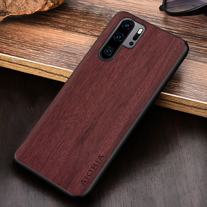 Ốp Bao Da Điện Thoại pu Họa Tiết Vân Gỗ Cho huawei p30 pro lite