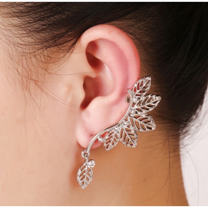 bông tai khuyên tai kẹp vành chiếc lá cá tính