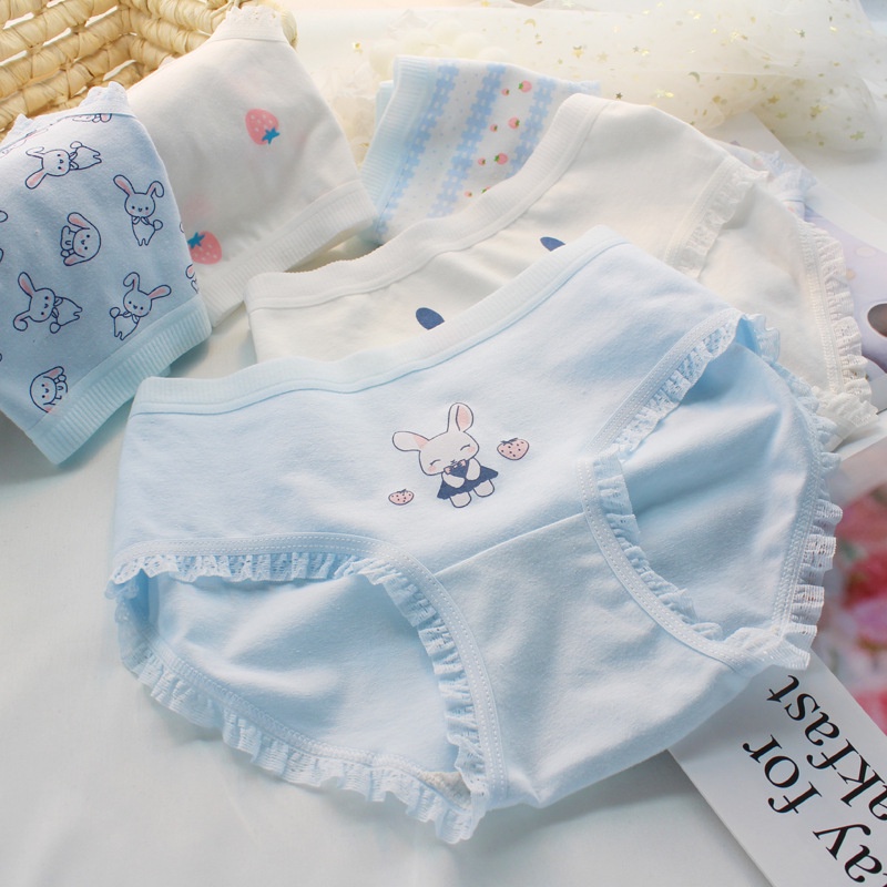 Quần Lót Nữ Họa Tiết Thỏ Xanh Xinh Xắn, Quần Lót Cotton Kháng Khuẩn, Dễ Thương Tôn Dáng Ôm Trọn Vòng 3 - Subo Shop